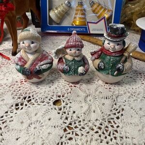 Vintage Handcrafted Snowman Hobbyist Trio